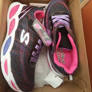 Sketchers Lights Pink and Black Girls size 1 shoes